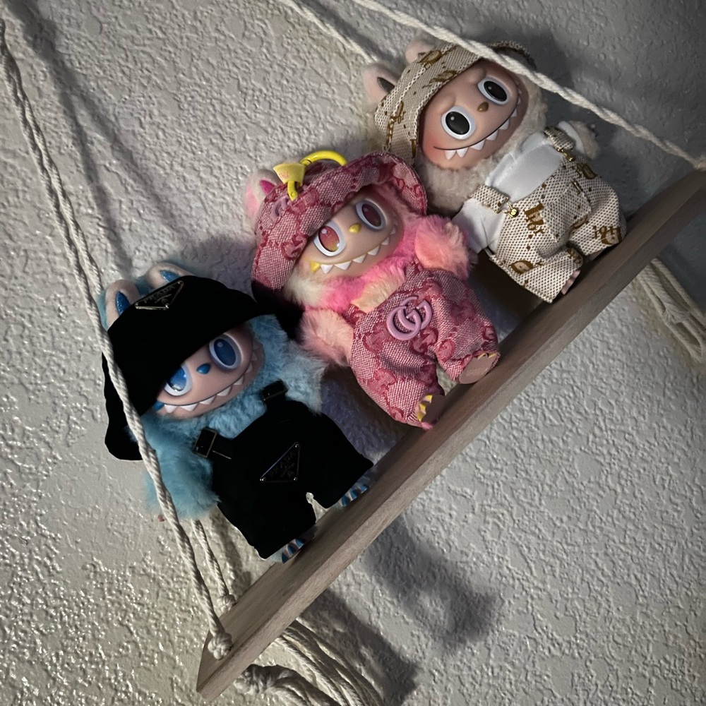 Adorable Plush Monster Trio - Blue, Pink, White
